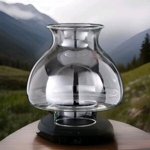 Vintage Clear Glass Mushroom Style Hurricane Chimney 7"H Lampshade 2 7/8" Fitter